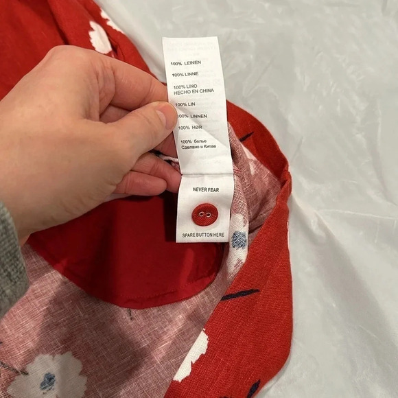 SEASALT CORNWALL 100% Linen Tunic Dress with Ree and White floral pattern Size 6 - Picture 5 of 8